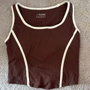 Dark Brown Tank Top with White Trim